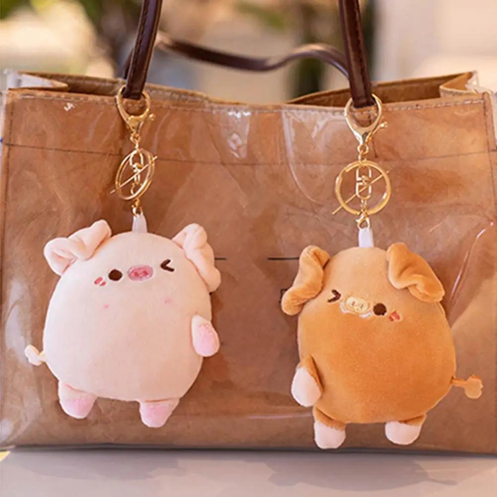 Pig Plush Pendant Cute Plush Piggy Magnet Keychain Pendant Stuffed Charm Cartoon Toy Backpack Ornament Couple Gift A
